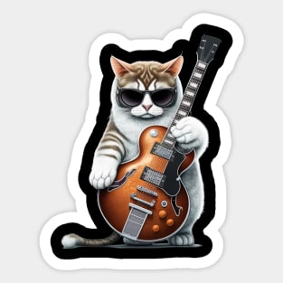 Cat Playing Guitar Sticker